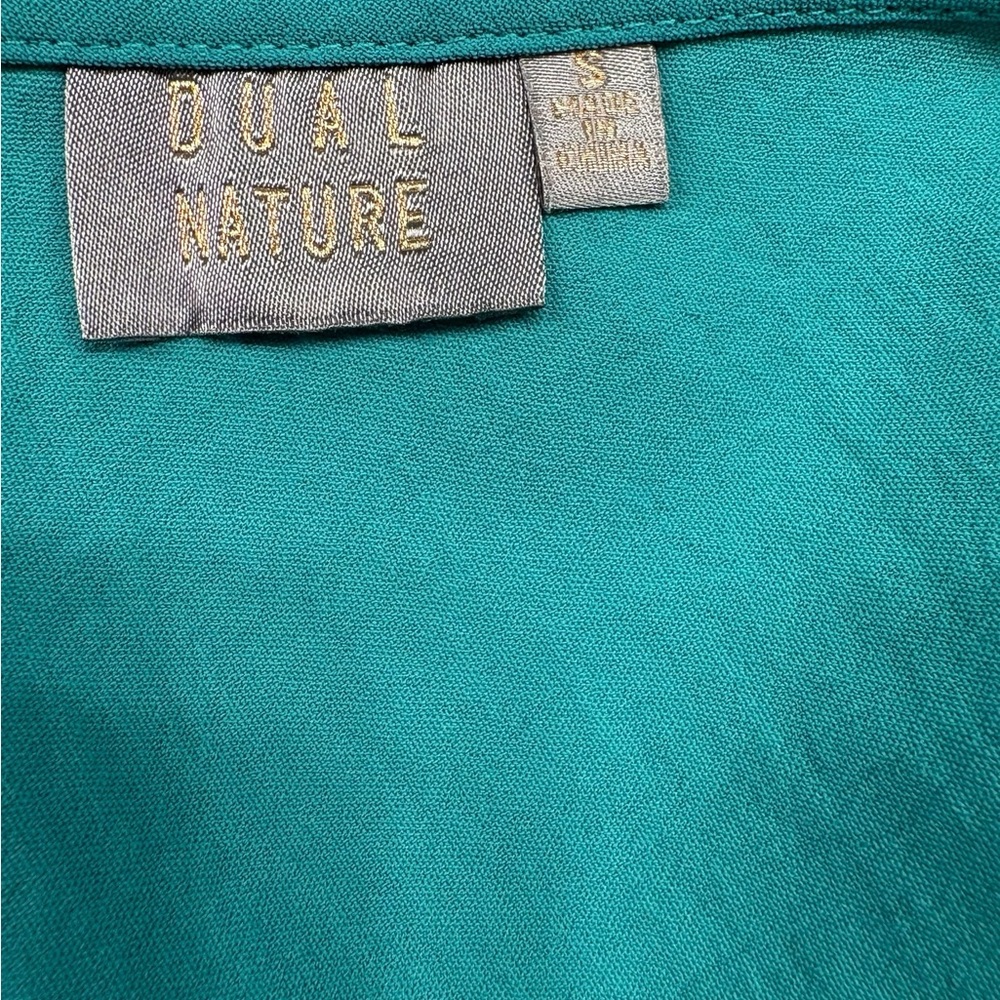 Teal V-Neck Midi Dress with Waist Tie - Picture 5 of 6